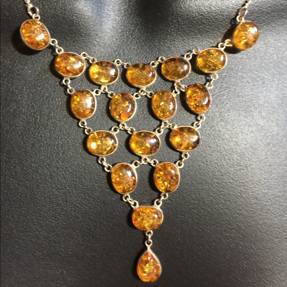Amber Necklace 925 Silver